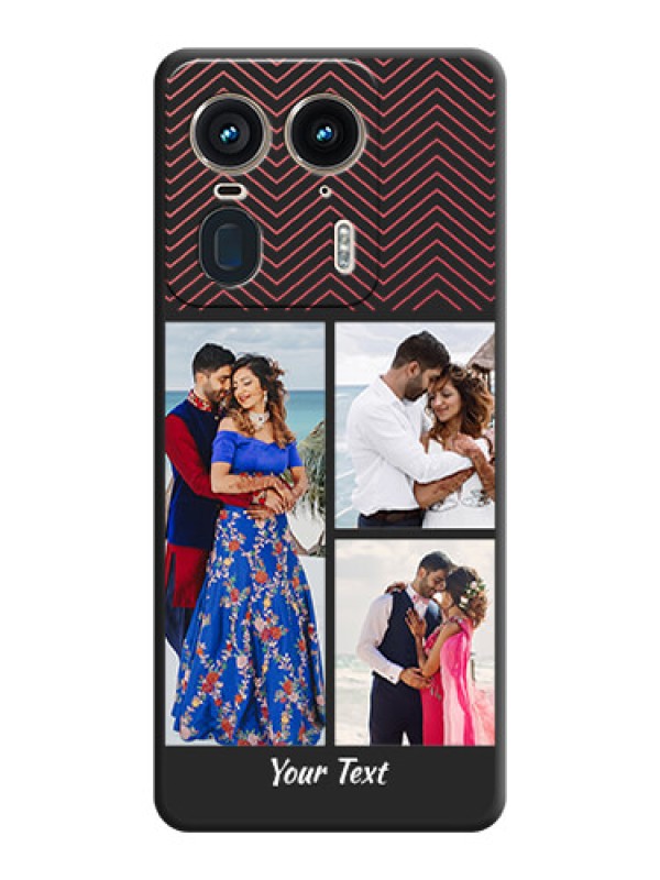 Custom Wave Pattern with 3 Image Holder On Space Black Custom Soft Matte Mobile Back Cover - Motorola Edge 50 Ultra 5G