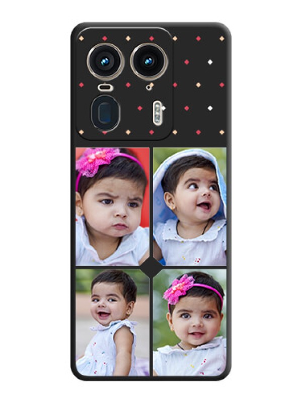 Custom Multicolor Dotted Pattern with 4 Image Holder On Space Black Custom Soft Matte Mobile Back Cover - Motorola Edge 50 Ultra 5G