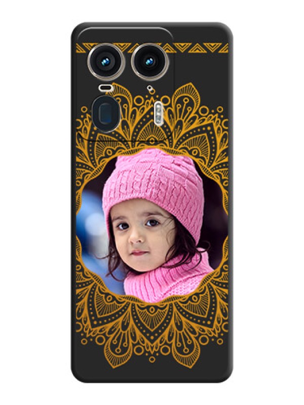 Custom Round Image with Floral Design On Space Black Custom Soft Matte Mobile Back Cover - Motorola Edge 50 Ultra 5G