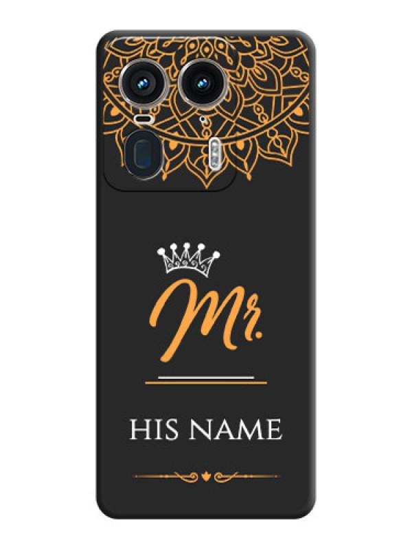 Custom Mr Name with Floral Design On Space Black Custom Soft Matte Mobile Back Cover - Motorola Edge 50 Ultra 5G