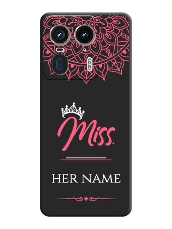 Custom Mrs Name with Floral Design On Space Black Custom Soft Matte Mobile Back Cover - Motorola Edge 50 Ultra 5G