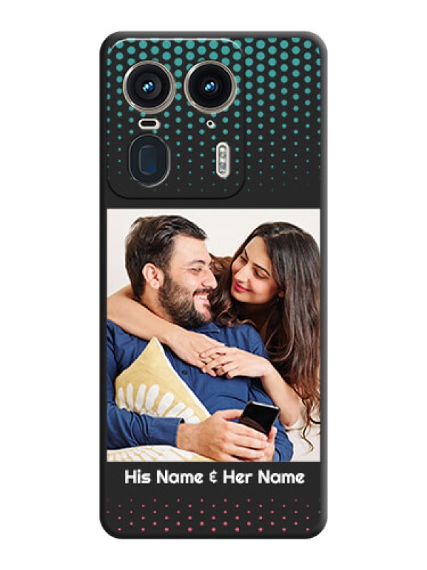 Custom Faded Dots with Grunge Photo Frame and Text On Space Black Custom Soft Matte Mobile Back Cover - Motorola Edge 50 Ultra 5G