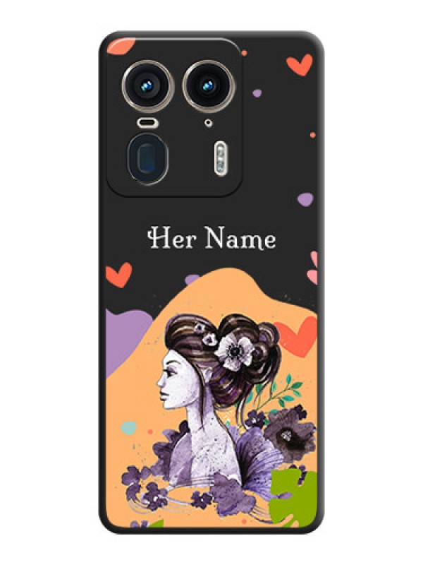 Custom Namecase For Her With Fancy Lady Image On Space Black Custom Soft Matte Mobile Back Cover - Motorola Edge 50 Ultra 5G