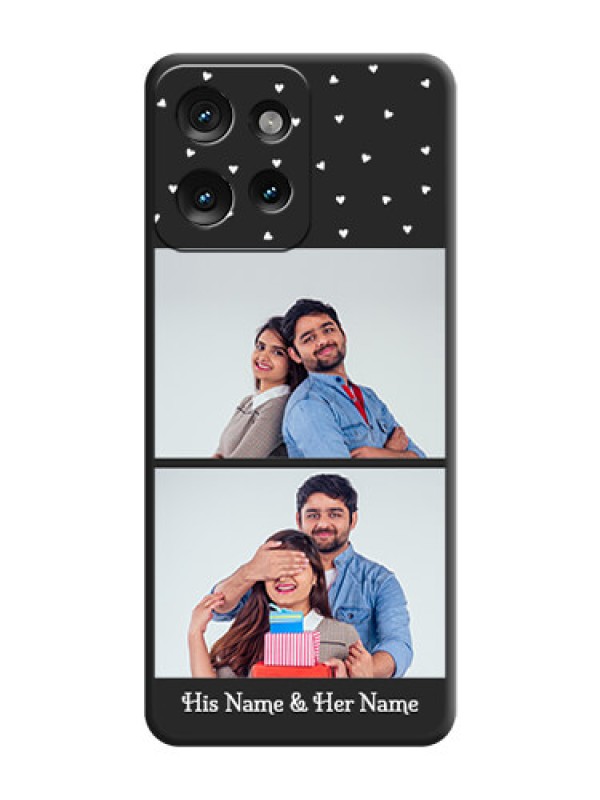 Custom Miniature Love Symbols with Name On Space Black Custom Soft Matte Mobile Back Cover - Motorola Edge 50