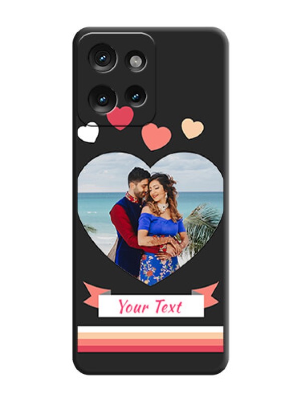 Custom Love Shaped Photo with Colorful Stripes On Space Black Custom Soft Matte Mobile Back Cover - Motorola Edge 50