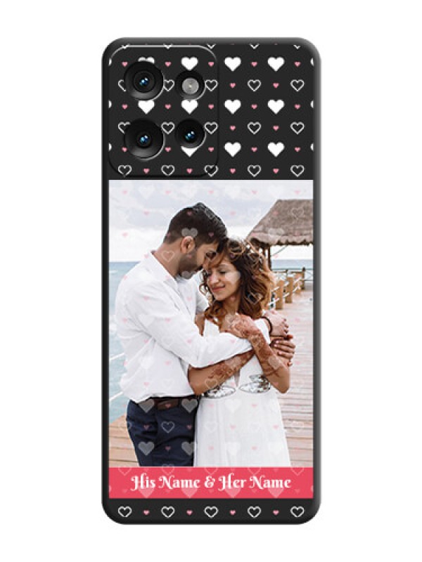 Custom White Color Love Symbols with Text Design on Photo On Space Black Custom Soft Matte Mobile Back Cover - Motorola Edge 50