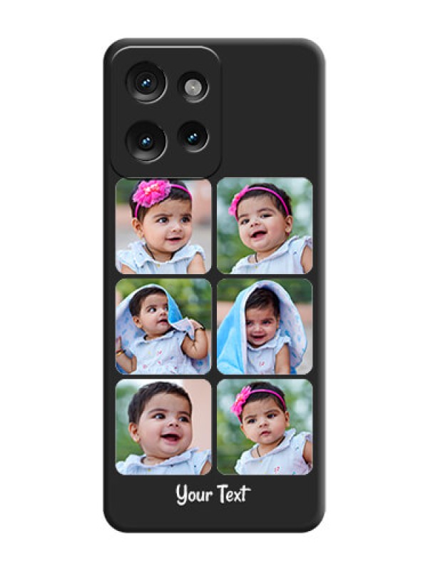 Custom Floral Art with 6 Image Holder on Photo On Space Black Custom Soft Matte Mobile Back Cover - Motorola Edge 50