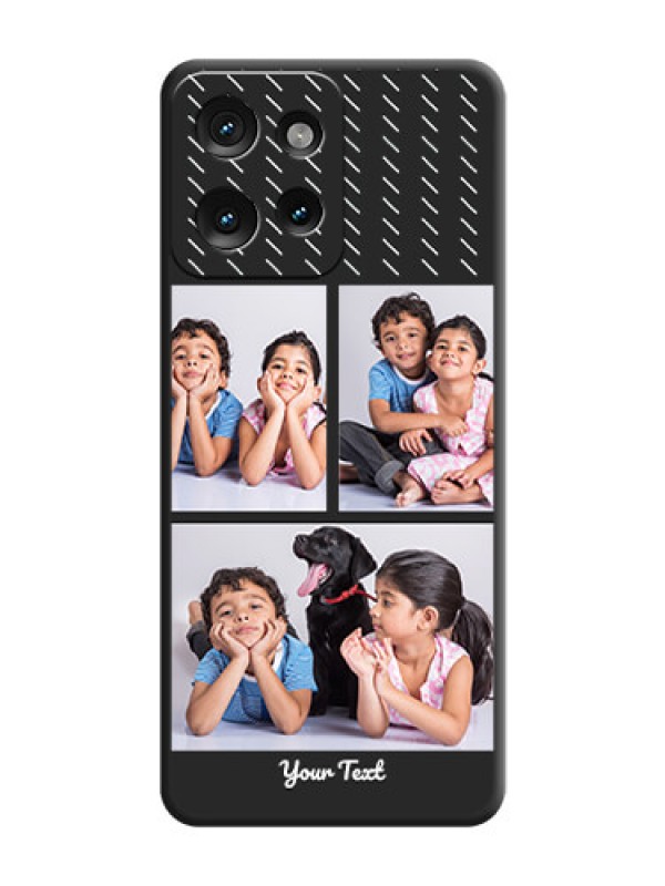 Custom Cross Dotted Pattern with 2 Image Holder On Space Black Custom Soft Matte Mobile Back Cover - Motorola Edge 50