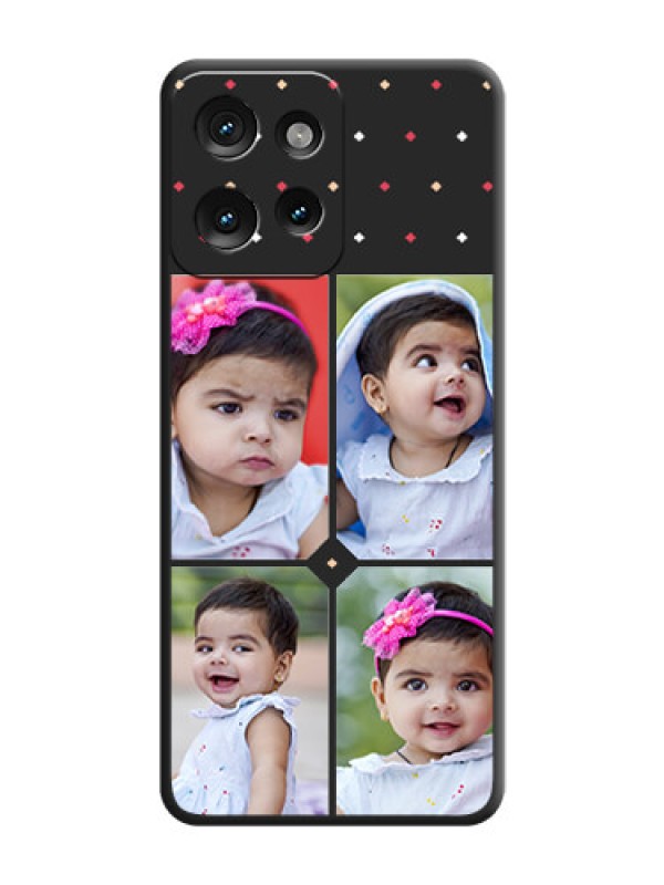 Custom Multicolor Dotted Pattern with 4 Image Holder On Space Black Custom Soft Matte Mobile Back Cover - Motorola Edge 50