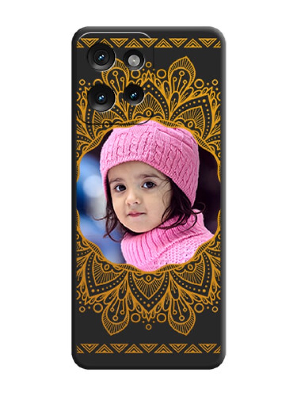 Custom Round Image with Floral Design On Space Black Custom Soft Matte Mobile Back Cover - Motorola Edge 50