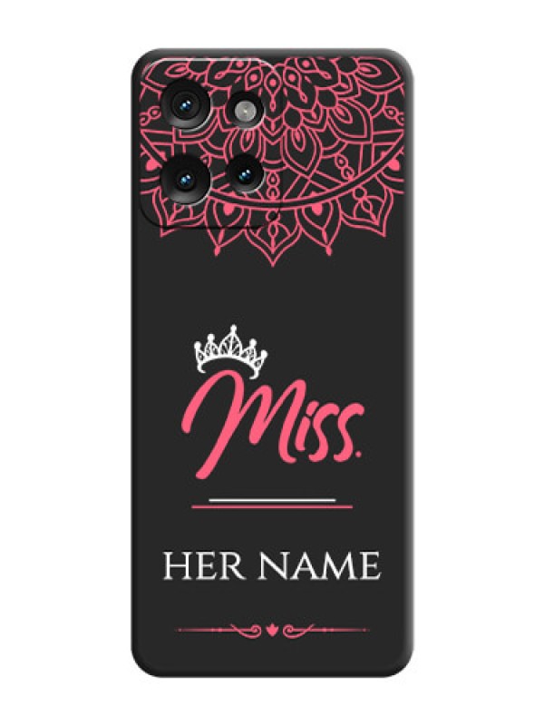 Custom Mrs Name with Floral Design On Space Black Custom Soft Matte Mobile Back Cover - Motorola Edge 50