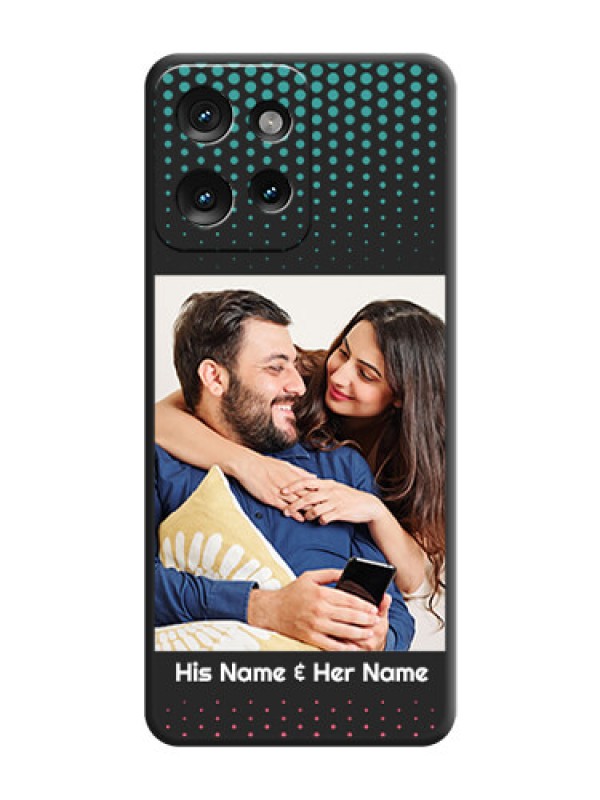 Custom Faded Dots with Grunge Photo Frame and Text On Space Black Custom Soft Matte Mobile Back Cover - Motorola Edge 50