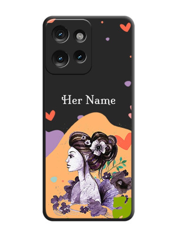 Custom Namecase For Her With Fancy Lady Image On Space Black Custom Soft Matte Mobile Back Cover - Motorola Edge 50