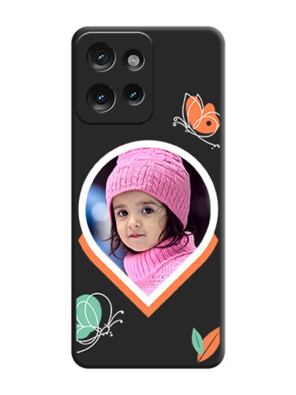 Custom Upload Pic With Simple Butterly Design On Space Black Custom Soft Matte Mobile Back Cover - Motorola Edge 50