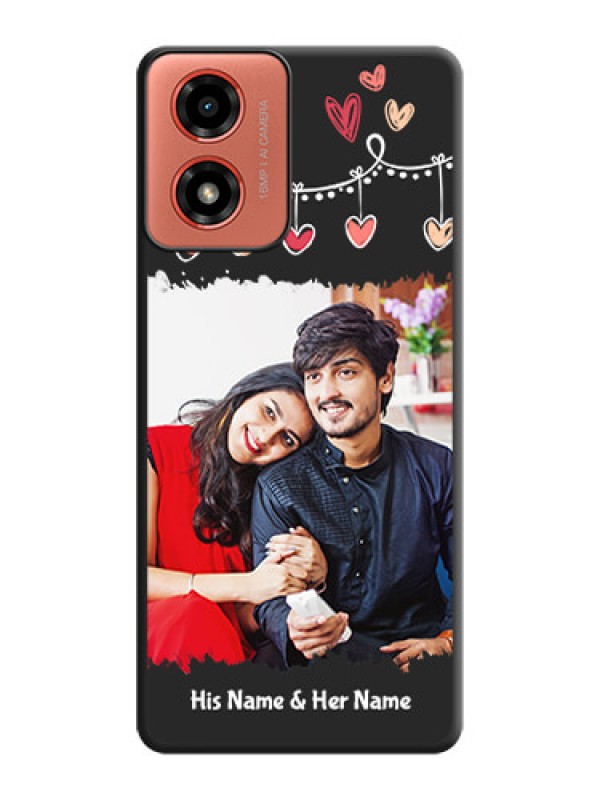 Custom Pink Love Hangings with Name on Space Black Custom Soft Matte Phone Cases - Motorola G04