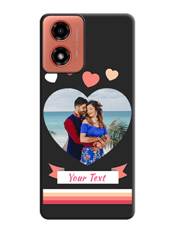 Custom Love Shaped Photo with Colorful Stripes on Personalised Space Black Soft Matte Cases - Motorola G04