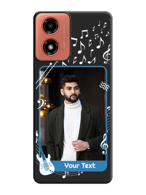 Custom Musical Theme Design with Text - Photo on Space Black Soft Matte Mobile Case - Motorola G04