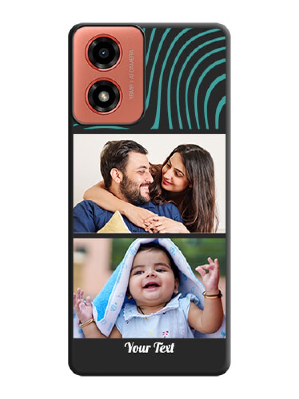 Custom Wave Pattern with 2 Image Holder on Space Black Personalized Soft Matte Phone Covers - Motorola G04