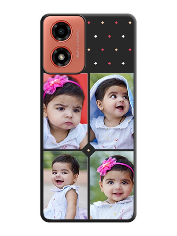 Custom Multicolor Dotted Pattern with 4 Image Holder on Space Black Custom Soft Matte Phone Cases - Motorola G04