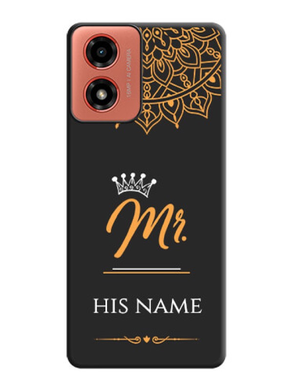 Custom Mr Name with Floral Design on Personalised Space Black Soft Matte Cases - Motorola G04