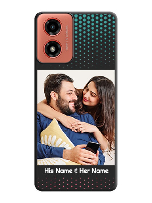 Custom Faded Dots with Grunge Photo Frame and Text on Space Black Custom Soft Matte Phone Cases - Motorola G04