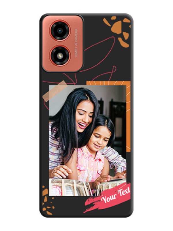 Custom Orange Photo Frame on Space Black Custom Soft Matte Phone Back Cover - Motorola G04