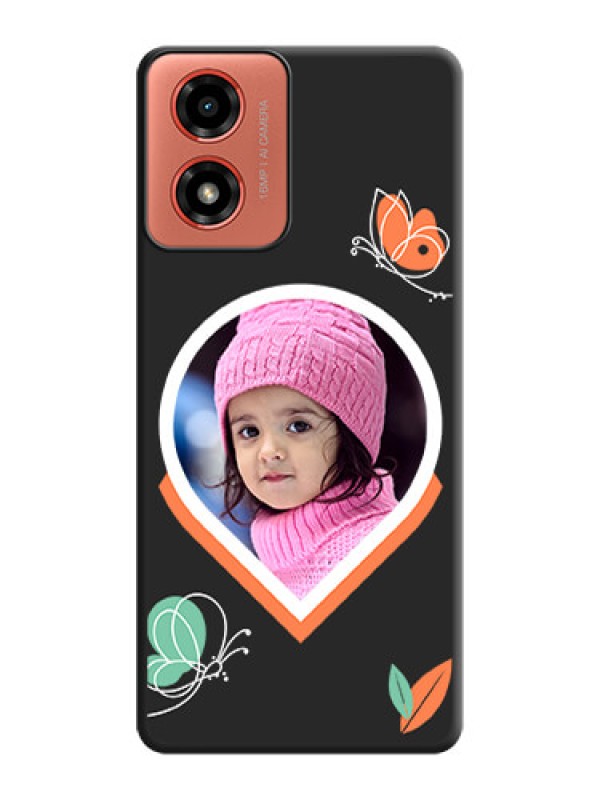 Custom Upload Pic With Simple Butterly Design On Space Black Personalized Soft Matte Phone Covers - Motorola G04