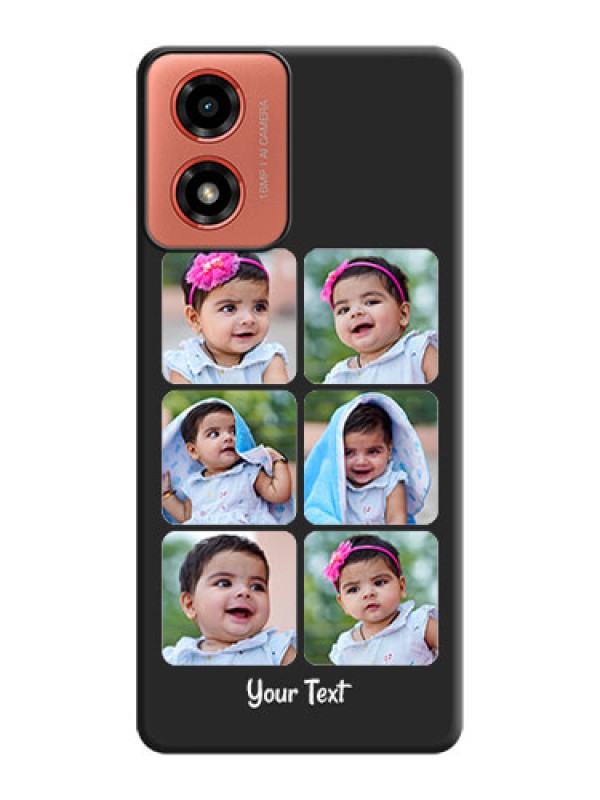 Custom Floral Art with 6 Image Holder on Photo On Space Black Custom Soft Matte Mobile Back Cover - Motorola G04s