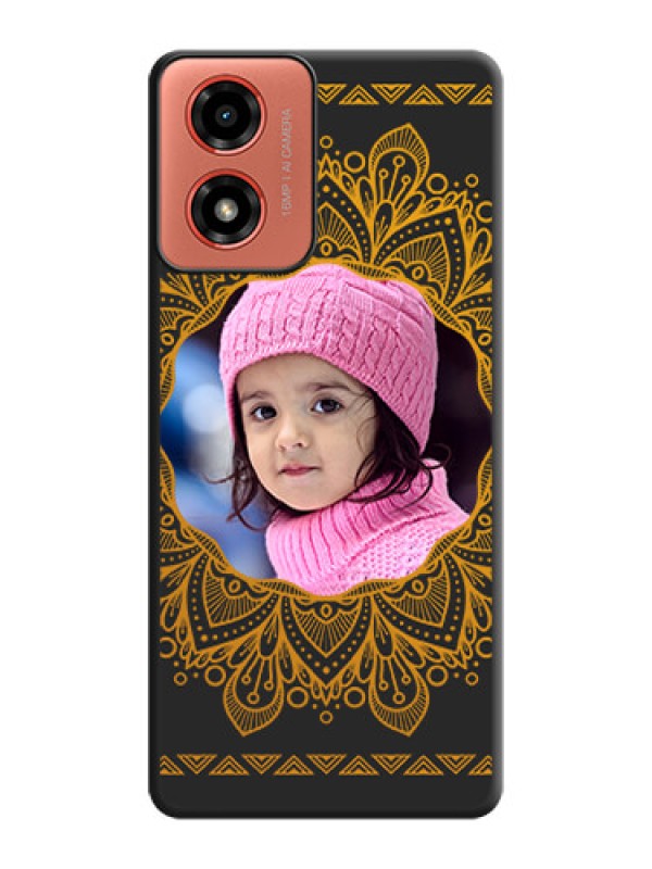 Custom Round Image with Floral Design On Space Black Custom Soft Matte Mobile Back Cover - Motorola G04s