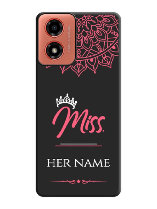 Custom Mrs Name with Floral Design On Space Black Custom Soft Matte Mobile Back Cover - Motorola G04s