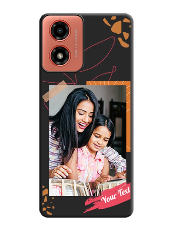 Custom Orange Photo Frame On Space Black Custom Soft Matte Mobile Back Cover - Motorola G04s