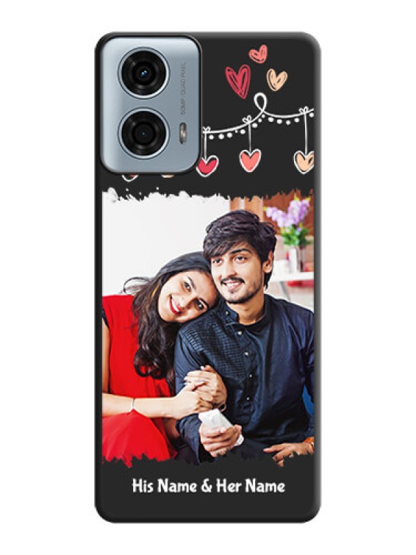 Custom Pink Love Hangings with Name on Space Black Custom Soft Matte Phone Cases - Motorola G24 Power