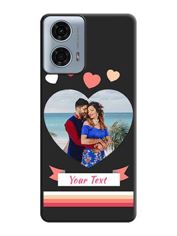 Custom Love Shaped Photo with Colorful Stripes on Personalised Space Black Soft Matte Cases - Motorola G24 Power