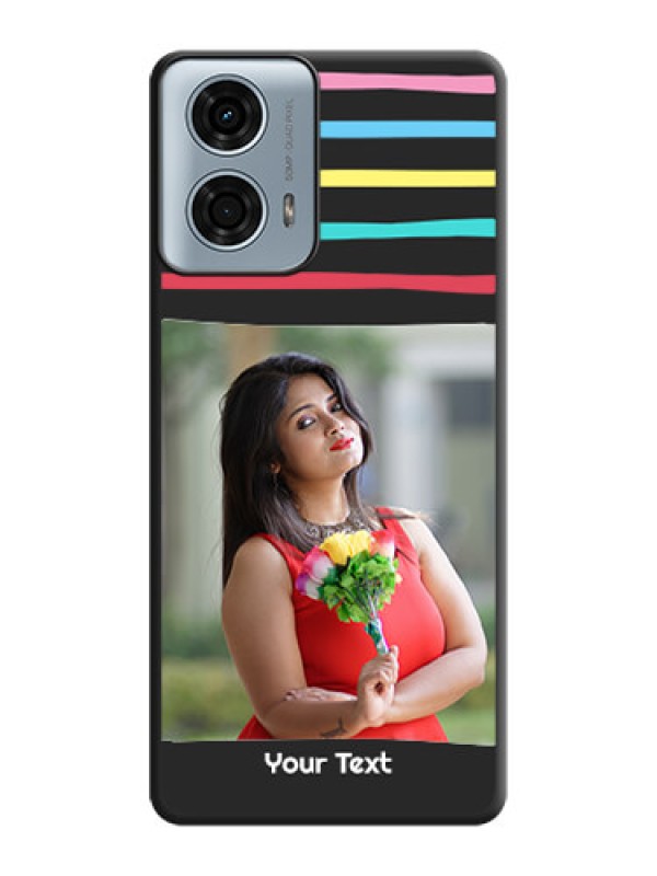 Custom Multicolor Lines with Image on Space Black Personalized Soft Matte Phone Covers - Motorola G24 Power
