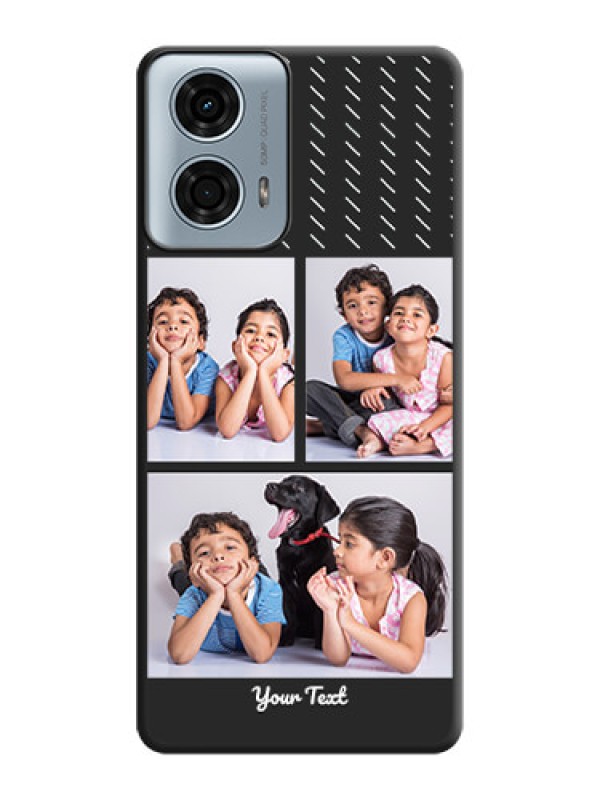 Custom Cross Dotted Pattern with 2 Image Holder on Personalised Space Black Soft Matte Cases - Motorola G24 Power