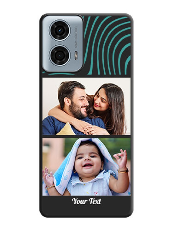 Custom Wave Pattern with 2 Image Holder on Space Black Personalized Soft Matte Phone Covers - Motorola G24 Power