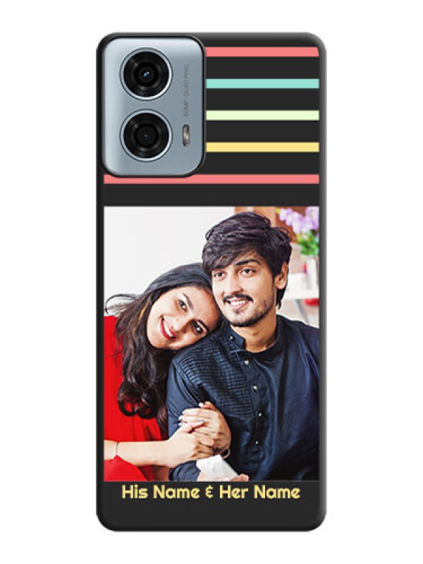 Custom Color Stripes with Photo and Text - Photo on Space Black Soft Matte Mobile Case - Motorola G24 Power