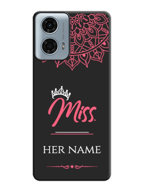 Custom Mrs Name with Floral Design on Space Black Personalized Soft Matte Phone Covers - Motorola G24 Power