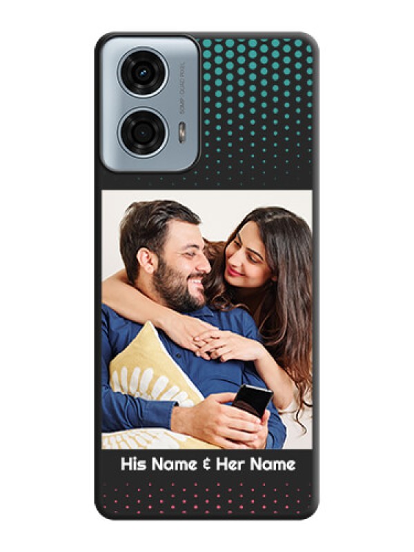 Custom Faded Dots with Grunge Photo Frame and Text on Space Black Custom Soft Matte Phone Cases - Motorola G24 Power