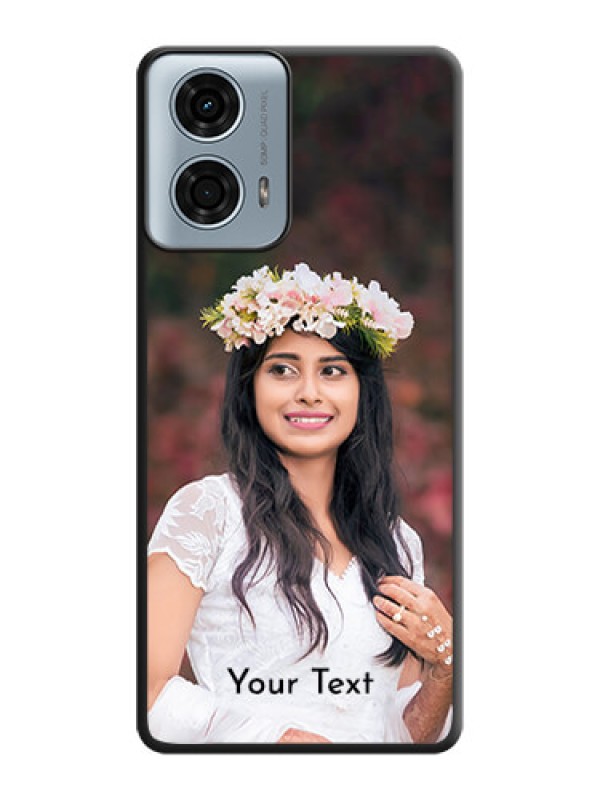 Custom Full Single Pic Upload With Text On Space Black Personalized Soft Matte Phone Covers - Motorola G24 Power