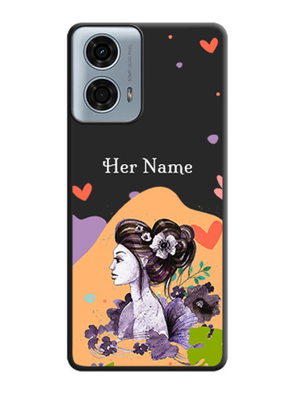 Custom Namecase For Her With Fancy Lady Image On Space Black Personalized Soft Matte Phone Covers - Motorola G24 Power