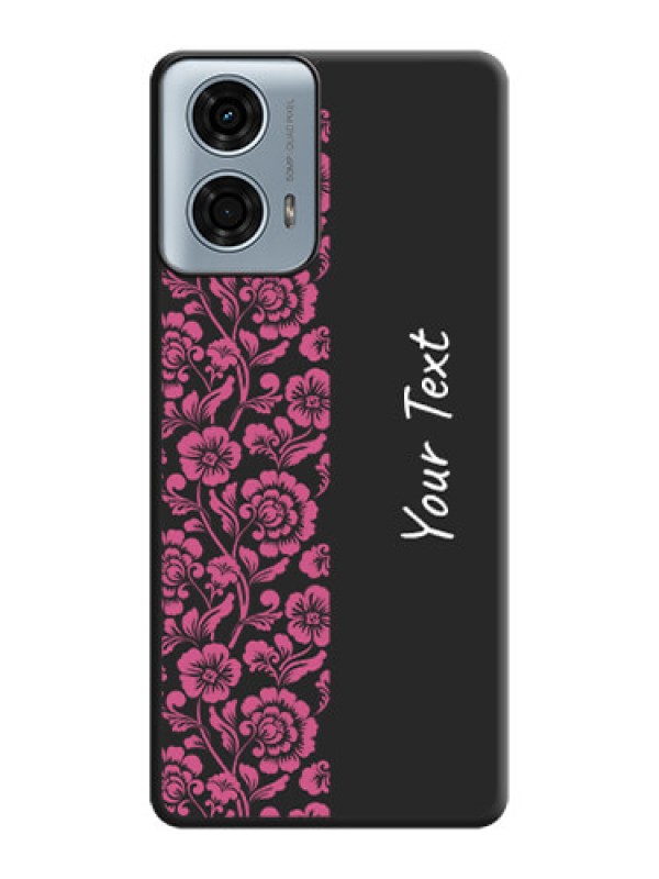 Custom Pink Floral Pattern Design With Custom Text On Space Black Personalized Soft Matte Phone Covers - Motorola G24 Power