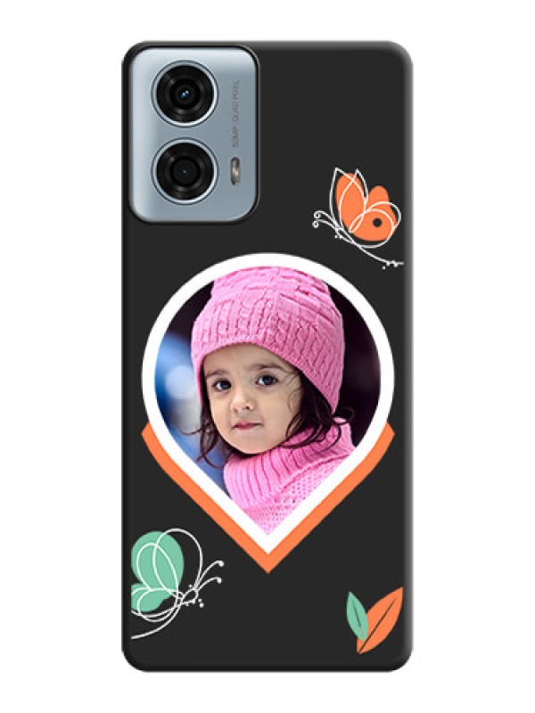 Custom Upload Pic With Simple Butterly Design On Space Black Personalized Soft Matte Phone Covers - Motorola G24 Power