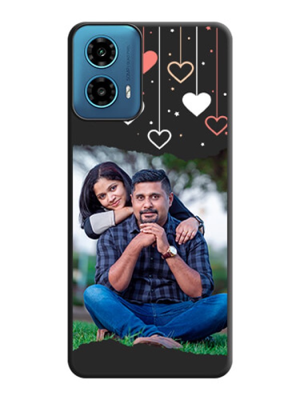 Custom Love Hangings with Splash Wave Picture on Space Black Custom Soft Matte Phone Back Cover - Motorola G34 5G