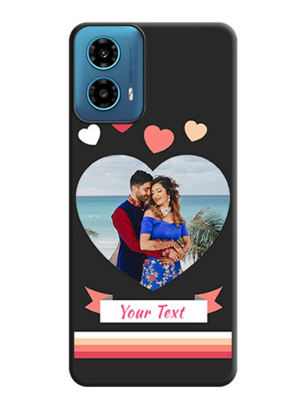 Custom Love Shaped Photo with Colorful Stripes on Personalised Space Black Soft Matte Cases - Motorola G34 5G