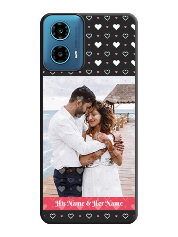 Custom White Color Love Symbols with Text Design - Photo on Space Black Soft Matte Phone Cover - Motorola G34 5G