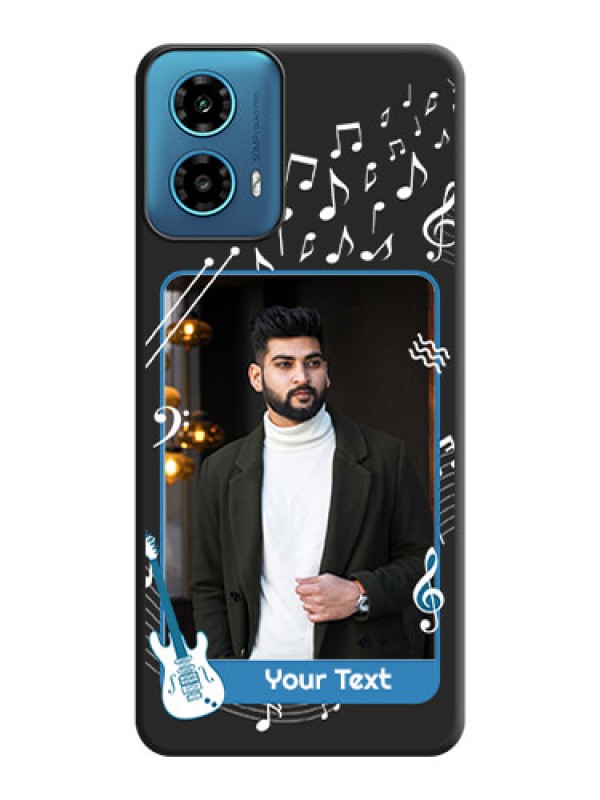 Custom Musical Theme Design with Text - Photo on Space Black Soft Matte Mobile Case - Motorola G34 5G