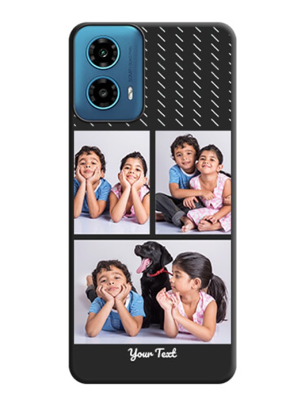 Custom Cross Dotted Pattern with 2 Image Holder on Personalised Space Black Soft Matte Cases - Motorola G34 5G