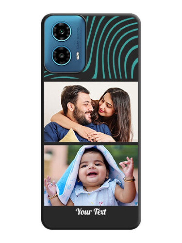 Custom Wave Pattern with 2 Image Holder on Space Black Personalized Soft Matte Phone Covers - Motorola G34 5G