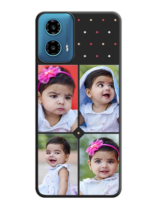 Custom Multicolor Dotted Pattern with 4 Image Holder on Space Black Custom Soft Matte Phone Cases - Motorola G34 5G